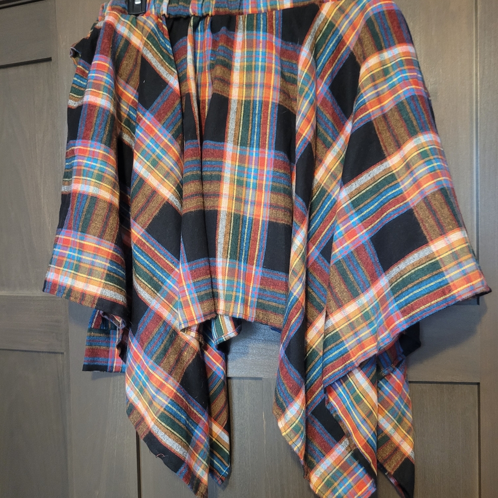 Plaid Asymmetrical Flannel Skirt